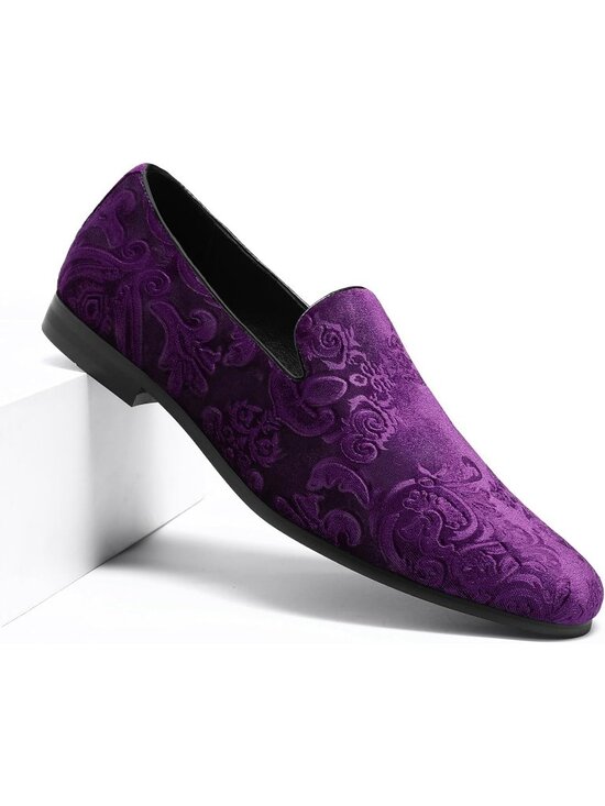 AUSTIN MILL Men\'s Purple Rubber Suede Loafers Flats Tuxedo Wedding Prom Shoes main image 5